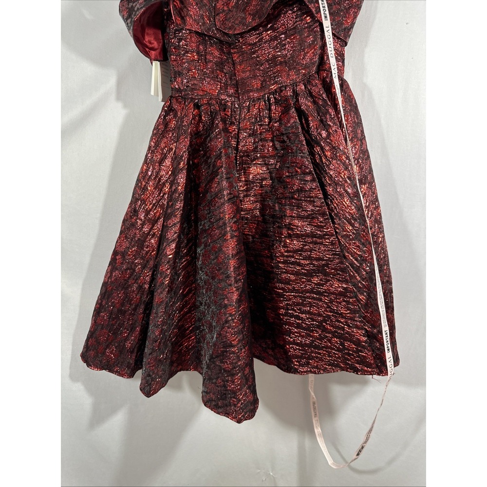 NWT Mac Duggal [ 8 ] 68622 Brocade Off The Shoulder Mini Dress in Ruby Red J1732 - Picture 10 of 12